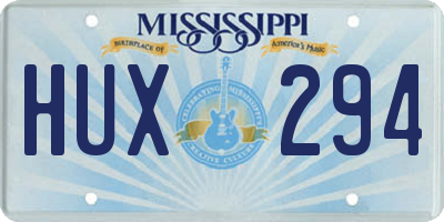 MS license plate HUX294