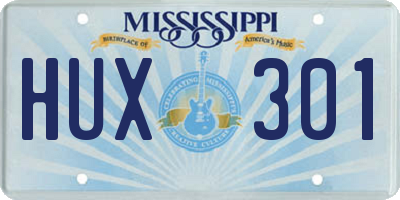 MS license plate HUX301