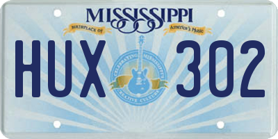 MS license plate HUX302