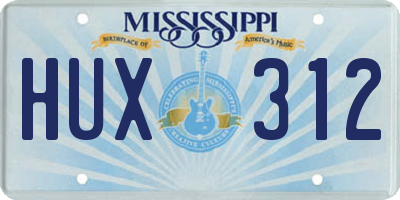 MS license plate HUX312