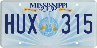 MS license plate HUX315