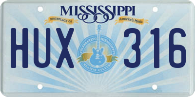 MS license plate HUX316