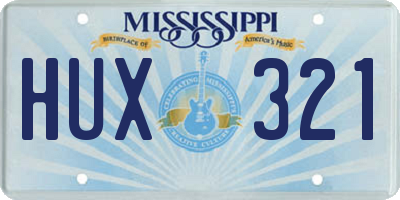 MS license plate HUX321