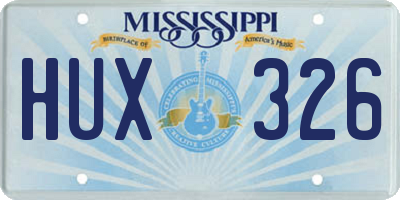 MS license plate HUX326