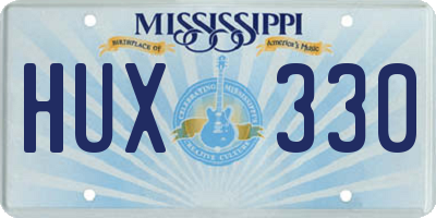 MS license plate HUX330