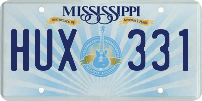 MS license plate HUX331