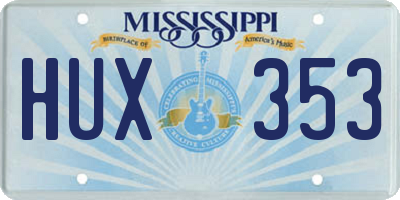 MS license plate HUX353
