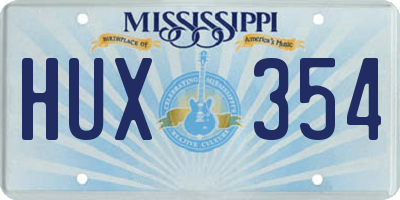 MS license plate HUX354