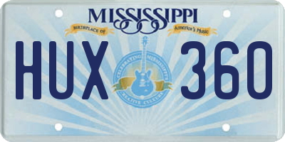 MS license plate HUX360