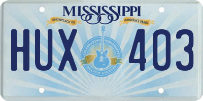 MS license plate HUX403