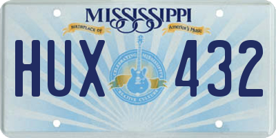 MS license plate HUX432