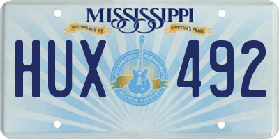 MS license plate HUX492