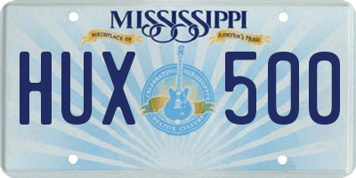 MS license plate HUX500