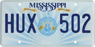 MS license plate HUX502