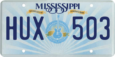 MS license plate HUX503