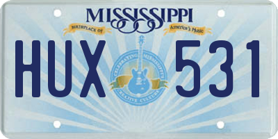 MS license plate HUX531