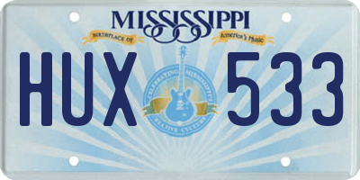 MS license plate HUX533