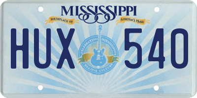 MS license plate HUX540