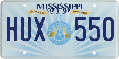 MS license plate HUX550