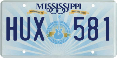 MS license plate HUX581