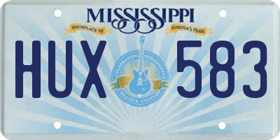 MS license plate HUX583