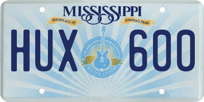 MS license plate HUX600