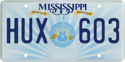 MS license plate HUX603