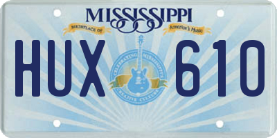 MS license plate HUX610