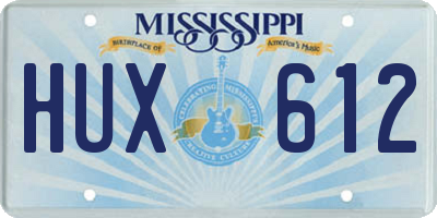 MS license plate HUX612
