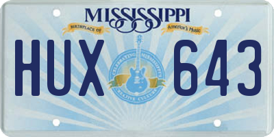 MS license plate HUX643