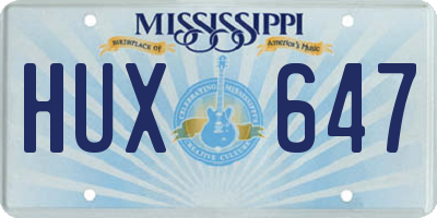 MS license plate HUX647