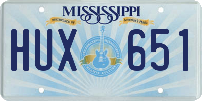 MS license plate HUX651