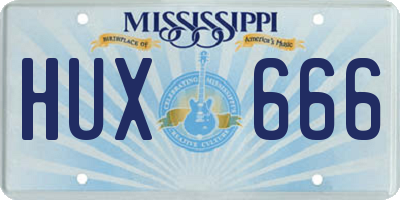 MS license plate HUX666