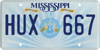 MS license plate HUX667