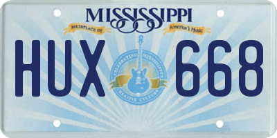 MS license plate HUX668