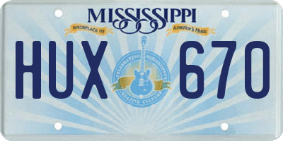 MS license plate HUX670