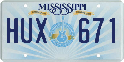 MS license plate HUX671