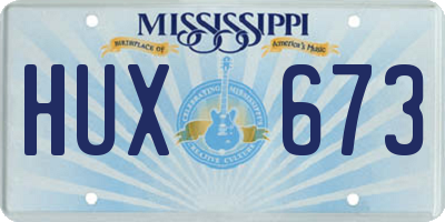 MS license plate HUX673