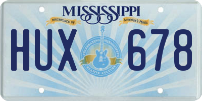 MS license plate HUX678