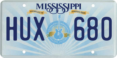 MS license plate HUX680