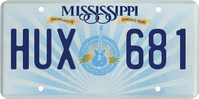 MS license plate HUX681