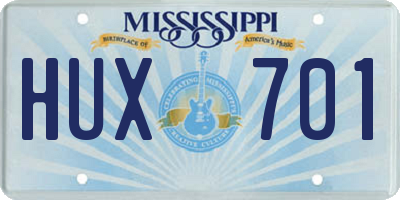 MS license plate HUX701