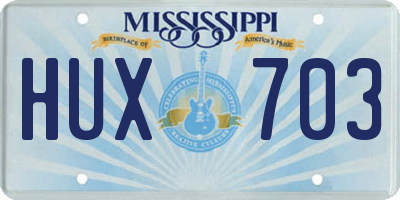 MS license plate HUX703