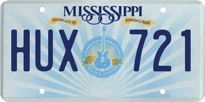 MS license plate HUX721