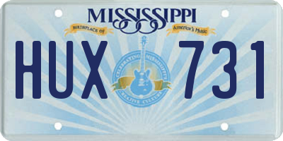 MS license plate HUX731