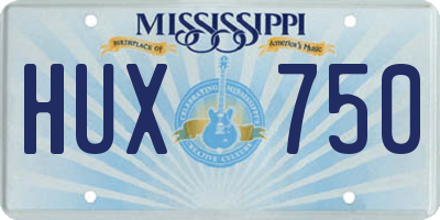 MS license plate HUX750