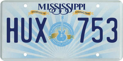 MS license plate HUX753