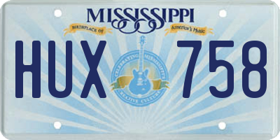 MS license plate HUX758