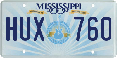 MS license plate HUX760