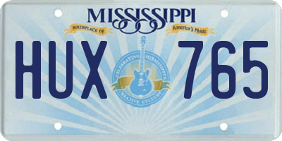 MS license plate HUX765